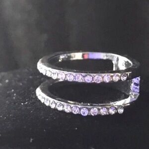 Silver-Tone Double Row Crystal Wrap Ring - Women Jewelry